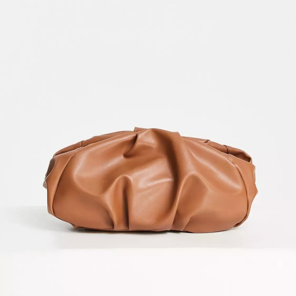 ASOS Design oversized ruched bag in tan